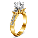 Three Stone Diamond Engagement Ring Ivana 14K Yellow Gold