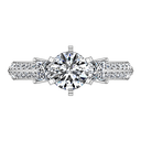 Round Diamond Three Stone Engagement Ring Ivana 14K White Gold