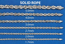 14K White Gold Chain - Solid Rope Chain