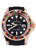 Rolex Yacht Master | 18K Rose Gold | Rubber Strap | Custom Sapphire & Diamond Bezel | 40 MM