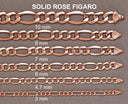 14K Rose Gold Bracelet Solid Figaro