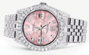 Iced Out Rolex Datejust 36 MM | Stainless Steel | 10 Carats of Diamonds | Floral Pink Roman Diamond Dial | Jubilee Band