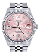 Mens Rolex Datejust Watch 16200  | 36Mm | Pink Flower Dial | Jubilee Band