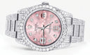 Iced Out Rolex Datejust 36 MM | Stainless Steel | 16.5 Carats of Diamonds | Pink Floral Diamond Dial | Oyster Band | Model 116200