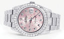 Iced Out Rolex Datejust 36 MM | Stainless Steel | 16.5 Carats of Diamonds | Pink Flower Diamond Dial | Oyster Band | Model 116200