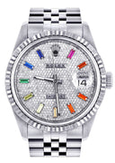 Womens Rolex Datejust Watch 16200  | 36Mm | Color Baguettes Diamond Dial | Fluted Bezel | Jubilee Band