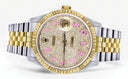 Mens Rolex Datejust Watch 16233 Two Tone | 36Mm | Diamond Pink Arabic Numeral | Jubilee Band