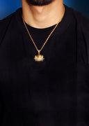 Mens Gold Plated Franco Chain & Football Pendant | Appx. 15.3 Grams