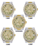 Diamond Gold Rolex Watch For Men 16233 | 36Mm | Custom Green Arabic Full Diamond Dial | Jubilee Band