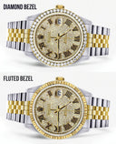 Womens Gold Rolex Watch 16233 | 36MM | Full Diamond Roman Dial | Jubilee Band