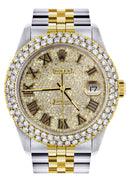 Diamond Gold Rolex Watch For Women 16233 | 36Mm | Diamond Gold Roman Numeral Dial | Two Row 4.25 Carat Bezel | Jubilee Band