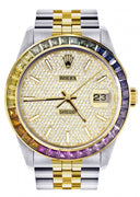 Diamond Gold Rolex Watch For Men 16233 | 36Mm | Rainbow Sapphire Bezel | Full Diamond Dial | Jubilee Band
