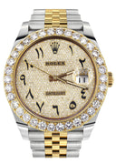 Rolex Datejust II Watch | 41 MM | 18K Yellow Gold & Stainless Steel | Custom Iced Out Arabic Diamond Dial | Jubilee Band