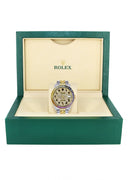 Diamond Gold Rolex Watch For Men 16233 | 36Mm | Rainbow Sapphire Bezel | Iced Out Black Arabic Numeral Dial | Jubilee Band