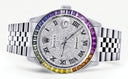 Diamond Gold Rolex Watch For Men 16200 | 36Mm | Rainbow Sapphire Bezel | Iced Out Roman Numeral Dial | Jubilee Band