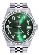 Womens Rolex Datejust Watch 16200  | 36Mm | Green Arabic Dial | Fluted Bezel | Jubilee Band