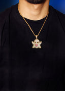Gold Plated Cuban Link Chain & Ghost Emoji Pendant | Appx. 18.2 Grams