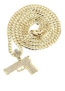 10K Yellow Gold Chain & Cz Glock Gun Pendant | Appx. 16.3 Grams