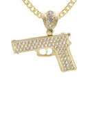 10K Yellow Gold Chain & Cz Glock Gun Pendant | Appx. 16.3 Grams