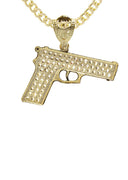 10K Yellow Gold Chain & Cz Glock Gun Pendant | Appx. 16.3 Grams