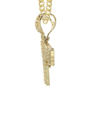 10K Yellow Gold Chain & Cz Glock Gun Pendant | Appx. 16.3 Grams
