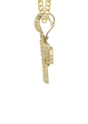 10K Yellow Gold Chain & Cz Glock Gun Pendant | Appx. 16.3 Grams