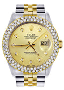 Diamond Gold Rolex Watch For Men 16233 | 36Mm | Custom Gold Dial | Two Row 4.25 Carat Bezel | Jubilee Band
