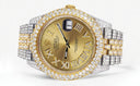 Womens Diamond Iced Out Rolex Datejust 41 | 25 Carats Of Diamonds | Custom Gold Roman Numeral Diamond Dial | Two Tone | Two Row | Jubilee Band