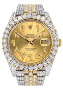 Diamond Iced Out Rolex Datejust 41 | 25 Carats Of Diamonds | Custom Gold Arabic Numeral Diamond Dial | Two Tone | Jubilee Band