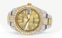 Womens Diamond Iced Out Rolex Datejust 41 | 25 Carats Of Diamonds | Gold Diamond Dial | Two Tone | Two Row | Oyster Band