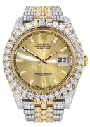 Diamond Iced Out Rolex Datejust 41 | 25 Carats Of Diamonds | Custom Gold Diamond Dial | Two Tone | Jubilee Band