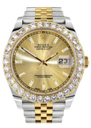 Rolex Datejust II Watch | 41 MM | 18K Yellow Gold & Stainless Steel | Custom Gold Baguette Diamond Dial | Jubilee Band