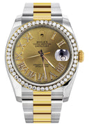 New Style | Gold & Steel Rolex Datejust Watch | 36Mm | Gold Roman Diamond Dial | Oyster Band