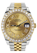 Rolex Datejust II Watch | 41 MM | 18K Yellow Gold & Stainless Steel | Custom Gold Roman Dial | Jubilee Band