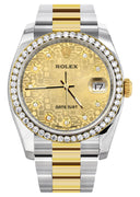 New Style | Diamond Gold Rolex Watch For Men | 36Mm | Gold Texture Dial | Oyster Band