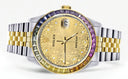 Diamond Gold Rolex Watch For Men 16233 | 36Mm | Rainbow Sapphire Bezel | Gold Texture Dial | Jubilee Band