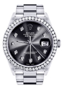 Diamond Mens Rolex Datejust Watch 16200 | 36Mm | Graphite Diamond Dial | Oyster Band