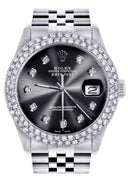 Womens Rolex Datejust Watch 16200 | 36Mm | Graphite Dial | Two Row 4.25 Carat Bezel | Jubilee Band