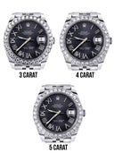 Rolex Datejust II Watch | 41 MM | Custom Black Graphite Roman Diamond Dial | Jubilee Band