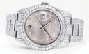 Iced Out Rolex Datejust 36 MM | Stainless Steel | 16.5 Carats of Diamonds | Grey Diamond Dial | Oyster Band | Model 116200