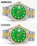 Gold Rolex Datejust Watch 16233 for Men | 36Mm | Green Dial | Jubilee Band