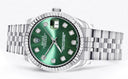 Diamond Rolex Watch | Fluted Bezel | 31MM | Green Diamond Dial | Jubilee Band