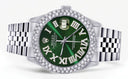 Womens Rolex Datejust Watch 16200 | 36Mm | Green Roman Numeral Dial | Two Row 4.25 Carat Bezel | Jubilee Band