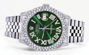 Mens Rolex Datejust Watch 16200 | 36Mm | Green Roman Numeral Dial | Two Row 4.25 Carat Bezel | Jubilee Band