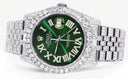 Iced Out Rolex Datejust 36 MM | Stainless Steel | 16.5 Carats of Diamonds | Green Roman Diamond Dial | Jubilee Band | Model 116200