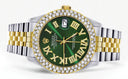Diamond Gold Rolex Watch For Women 16233 | 36Mm | Green Roman Numeral Dial | Two Row 4.25 Carat Bezel | Jubilee Band