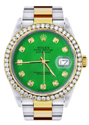 Gold Rolex Datejust Watch 16233 for Men | 36Mm | Green Dial | Oyster Band