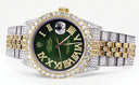 Iced Out Rolex Datejust 36 MM | Two Tone | 10 Carats of Diamonds | Green Roman Diamond Dial