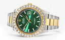 Rolex Datejust II Watch | 41 MM | 18K Yellow Gold & Stainless Steel | Custom Green Diamond Dial | Oyster Band