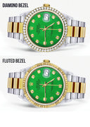 Gold Rolex Datejust Watch 16233 for Men | 36Mm | Green Dial | Oyster Band